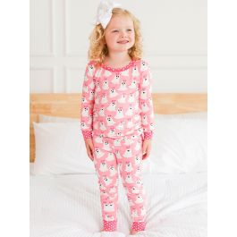 Ghostie Girls Ruffle Long Sleeve Pajama Set, Bamboo Viscose