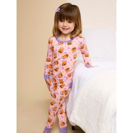Pumpkin Boo Crew Ruffle Long Sleeve Pajama Set, Bamboo Viscose