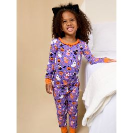 Boo-tiful Kittens Ruffle Long Sleeve Pajama Set, Bamboo Viscose