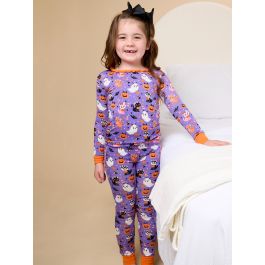 Boo-tiful Kittens Ruffle Long Sleeve Pajama Set, Bamboo Viscose
