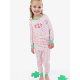 Clover Bows & Wishes Ruffle Long Sleeve Pajama Set, Modal Blend