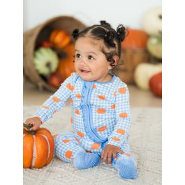 Pumpkin Patch Gingham Ruffle One Piece Footie Pajama, Bamboo Viscose