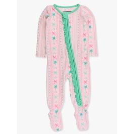 Clover Bows & Wishes Ruffle One Piece Footie Pajamas, Modal Blend