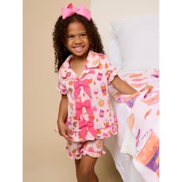 Autumn Spice Short Sleeve Bow Ruffle Pajama Set
