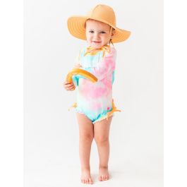 Rainbow Tie Dye Long Sleeve One Piece Rash Guard