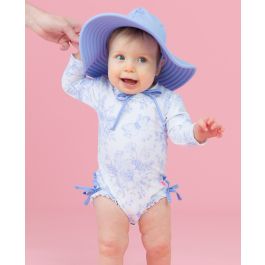 Periwinkle Butterfly Garden Long Sleeve One Piece Rash Guard