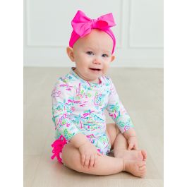 Tropical Resort Long Sleeve One Piece Rash Guard