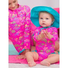 Neon Island Time Long Sleeve One Piece Rash Guard