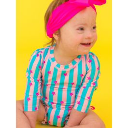 Neon Star Party Long Sleeve One Piece Rash Guard