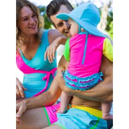 Neon Color Block Long Sleeve One Piece Rash Guard