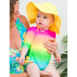 Neon Sunset Long Sleeve One Piece Rash Guard