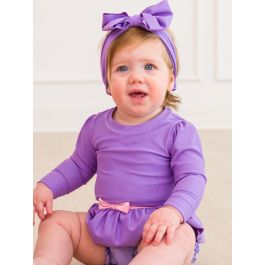 Amethyst Princess Long Sleeve Bow Skirted One Piece Swimsuit