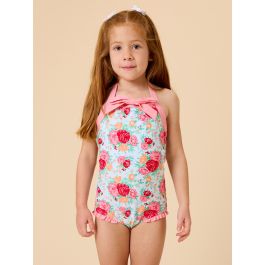 Rosy Meadow Halter One Piece Swimsuit