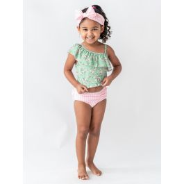 Tea Roses One Shoulder Ruffle Tankini