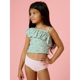Tea Roses One Shoulder Ruffle Tankini