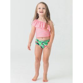 Flamingo Frenzy One Shoulder Ruffle Tankini