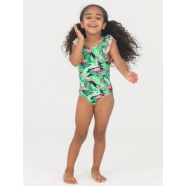 Flamingo Frenzy Ruffle V-Back One Piece