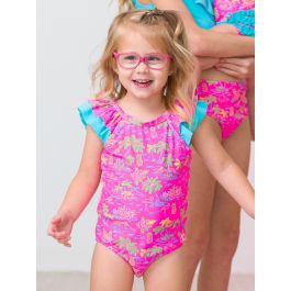 Neon Island Time Ruffle V-Back One Piece
