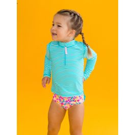 Vibrant Neon Long Sleeve Zipper Rash Guard 2-Piece