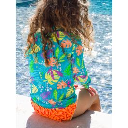 Neon Tiki Vibes Long Sleeve Zipper Rash Guard 2-Piece