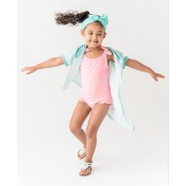 Pink Seersucker Tie Shoulder One Piece