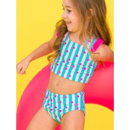 Neon Star Party Girls Racerback Flutter Tankini