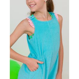 Bright Aqua Terry Cover-Up Romper