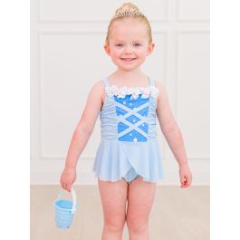 Crystal Blue Princess Dress-Up One Piece Swimsuit