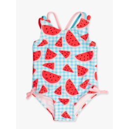 Watermelon Gingham Cross-Back One Piece Swimsuit