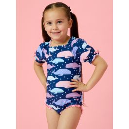 Whale Harbor Puff Sleeve One Piece Swimsuit