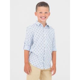 Anchors Ahoy Stripe Long Sleeve Button Down Shirt