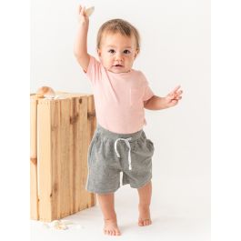 Pale Pink Short Sleeve Pocket Bodysuit