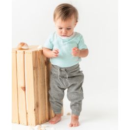 Vintage Aqua Stripe Short Sleeve Pocket Bodysuit