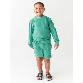 Ocean Teal Terry Knit Crew Neck Sweatshirt