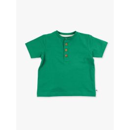 Green Short Sleeve Knit Henley