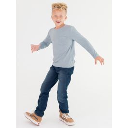 Frost Blue Ultrasoft Knit Long Sleeve Pocket Tee