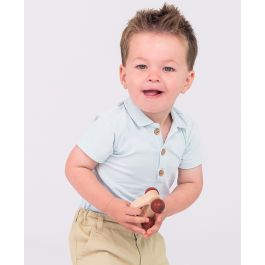 Light Blue Short Sleeve Polo Bodysuit