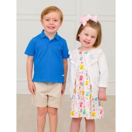 Sonic Blue Pique Short Sleeve Polo Shirt