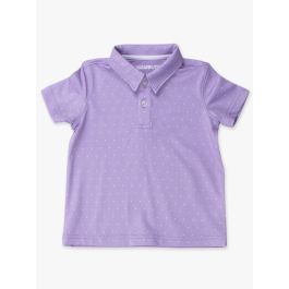Lavender Pin Dot Knit Short Sleeve Performance Polo