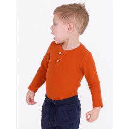 Rust Waffle Knit Henley Bodysuit