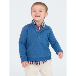 Heather Indigo Quilted Quarter Snap Sweatshirt