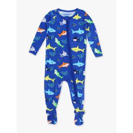 Happy Sharks One Piece Footie Pajama, Bamboo Viscose