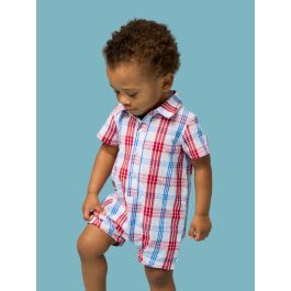 Lincoln Plaid Woven Short Sleeve Button-Up Romper