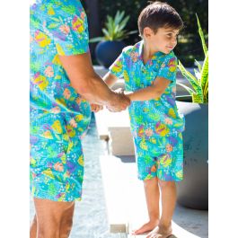 Neon Tiki Vibes Swim Trunks
