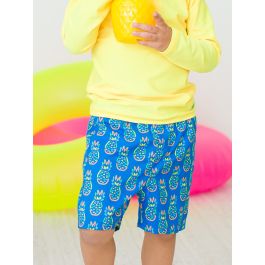 Neon Blue Pineapples Swim Trunks