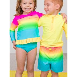 Neon Sunset Swim Trunks