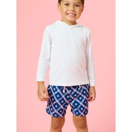 Navy Coastal Charm Performance Hybrid Swim Trunks