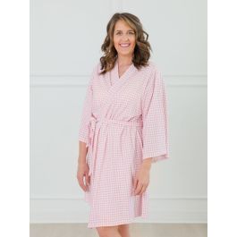 Pink Gingham Women's Maternity Robe, Modal Blend