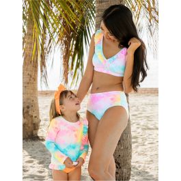 Rainbow Tie Dye Women's Ruched Swim Bottoms