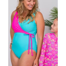 Neon Color Block Women's Wrap One Piece
